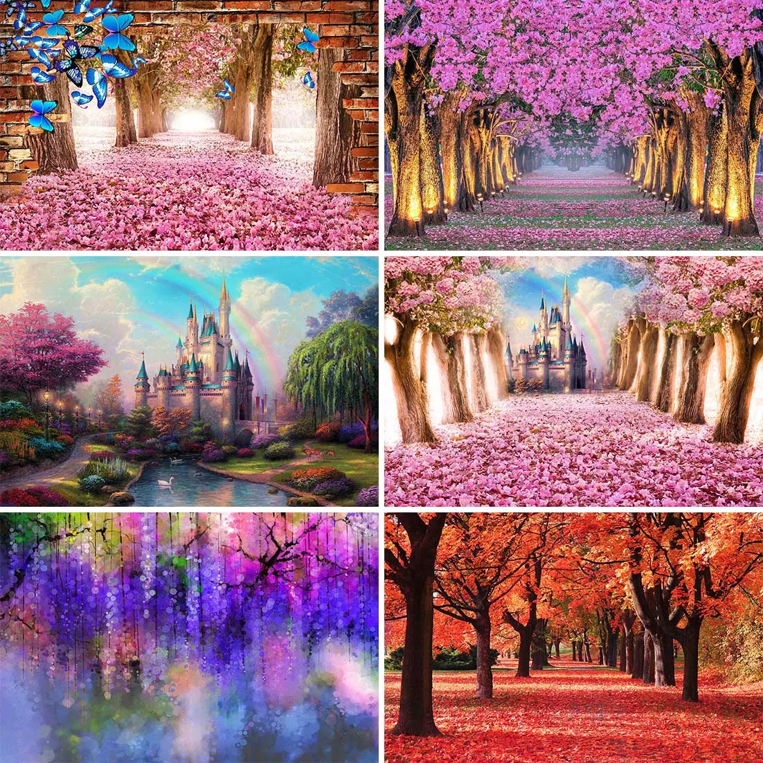 Valentine's Day Wedding Backdrops Spring Flowers Castle Forest Portrait Birthday Party Photography Backgrounds For Photo Studio