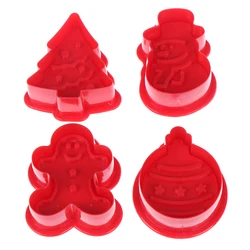 4 Pcs/Set Cookie Stamp Biscuit Mold 3D Cookie Plunger Cutter DIY Baking Mould Gingerbread Home 2021 Christmas Cookie Cutters