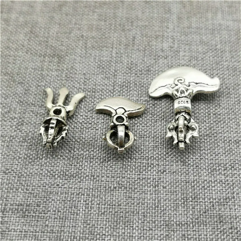 4 piezas de cuentas de plata esterlina 925 para pulsera budista, Dorje, Tridente, Dagger