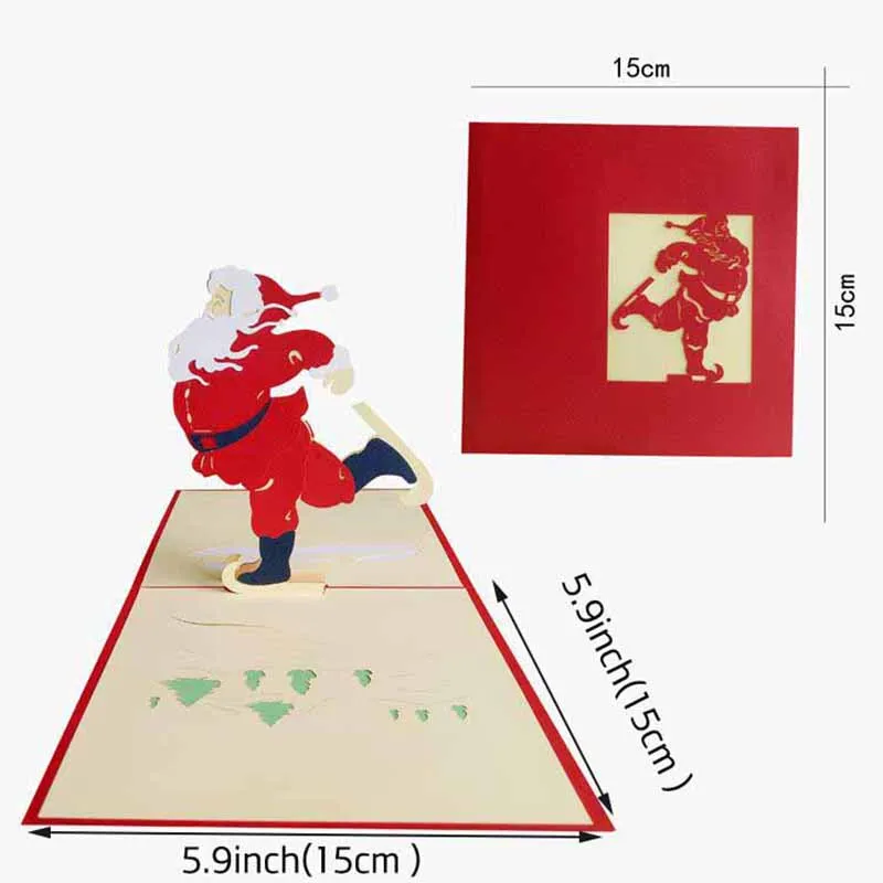 1/2/5PCS 3D Christmas Santa Claus Pop UP Cards Wedding Party Invitations Greeting Cards Kids Gift Card Thank You Card Postcards