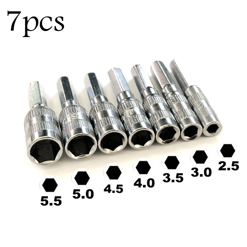 

3/25" H4 Screw Metric Driver Tool Set Drill Bit M2.5/3.0/3.5/4.0/4.5/5.0/5.5mm Hexagonal Shank Hex Nut Socket Hand Tools