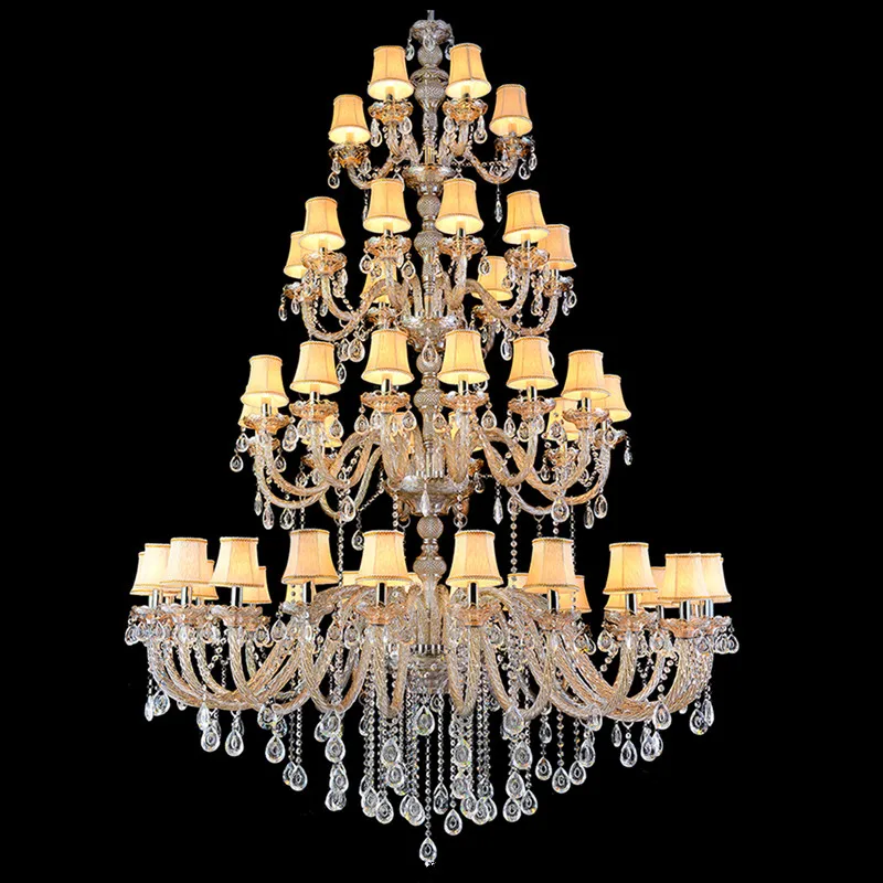 

Modern Amber Silver Color Crystal Chandelier Decora Hanging Lamp lustres de cristal Decoration E14 D120cm 36arms Room Hotel Lamp