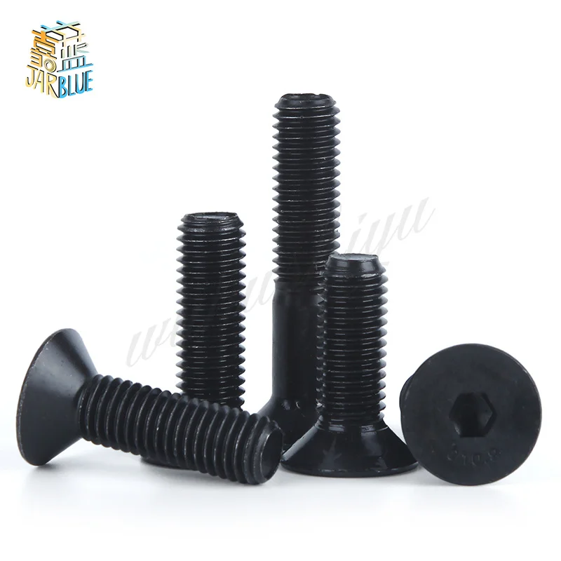 25-200pcs M4 M5 M6 M8 *L =5~50mm black oxide grade 10.9 class DIN7991 alloy steel Hex socket flat head CSK screw