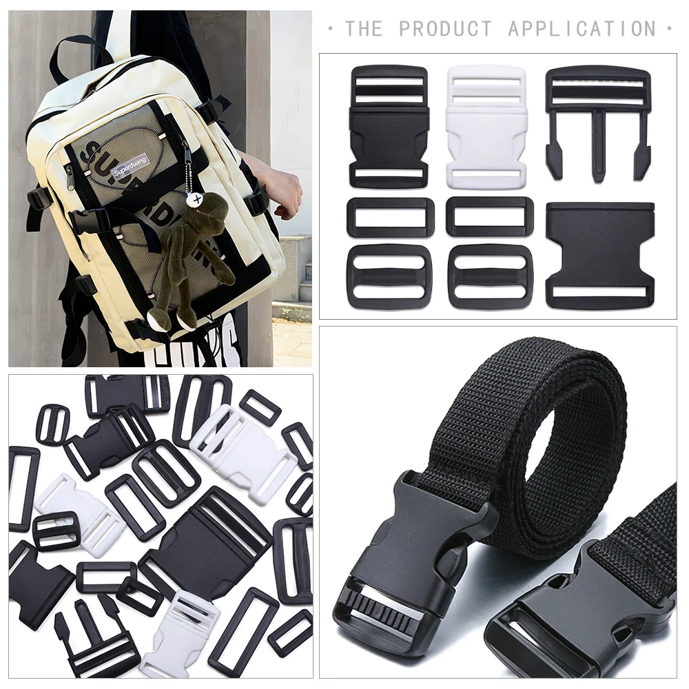 Plastic Black Buckle Loop For Shoolbag Backpack Strap Luggage Adjustable Buckles Belt Suitcase Accessories Handmade DIY