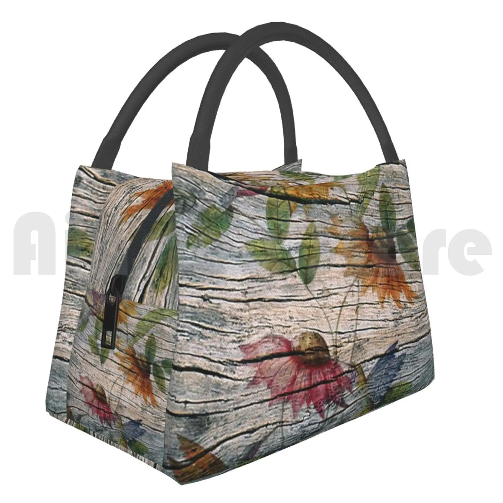 Portable Insulation Bag Warehouse Wood Hummingbird Floral Weathered Barn