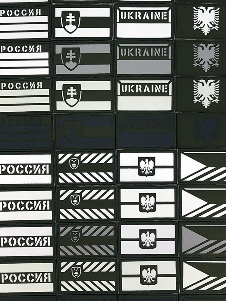 Zielony OD Rosja Słowenia Czechy Ukraina Albania Gruzja Polska Słowacja Laser Cut IR IFF Odbicie podczerwieni Świecąca naszywka z flagą — zdjęcie 2
