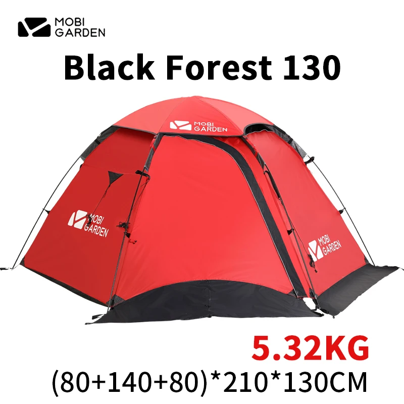 

MOBI GARDEN Snow Peak Camping Tent 130 195 2-3 Person Oxford Cloth Double Door Tent Aluminum Rod 4 Season Snow Skirt With Mat