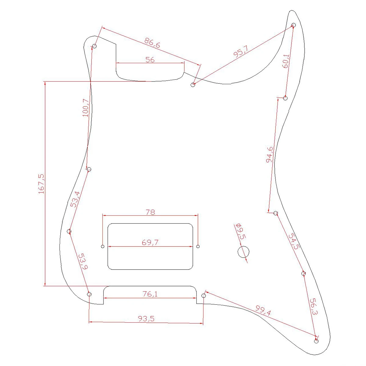 Ohello One Humbucker 3D Printed Plastic ST Guitar Pickguard for Strat Scratch Plate Fits for Fender Delonge for Stratocaster