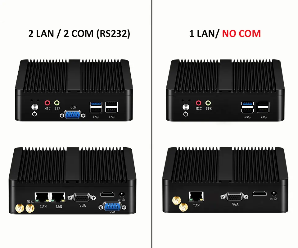 인텔 셀러론 J6412 N2930 J1900 미니 PC, 2개 기가비트 LAN 포트, 1개 USB3.0 포트, 3개 USB2.0 포트, 2개 RS232 포트, 팬리스 산업용 컴퓨터, 윈도우10 지원 썸네일 6