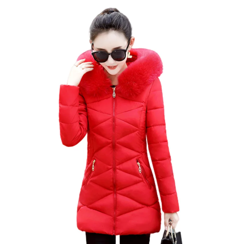 2025 Winter Jacket Women Big Fur Hooded Parka Long Coat Cotton Padded Female Jacket Casual Warm Thicken Outwear Jaqueta Feminina