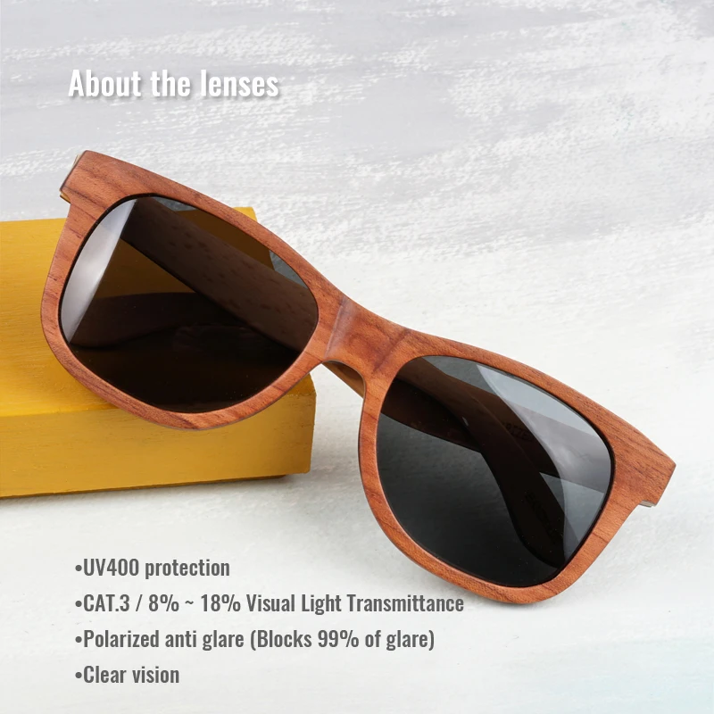 Toketorism vintage wood sunglasses polarized classic design woman men's fashion eyewear