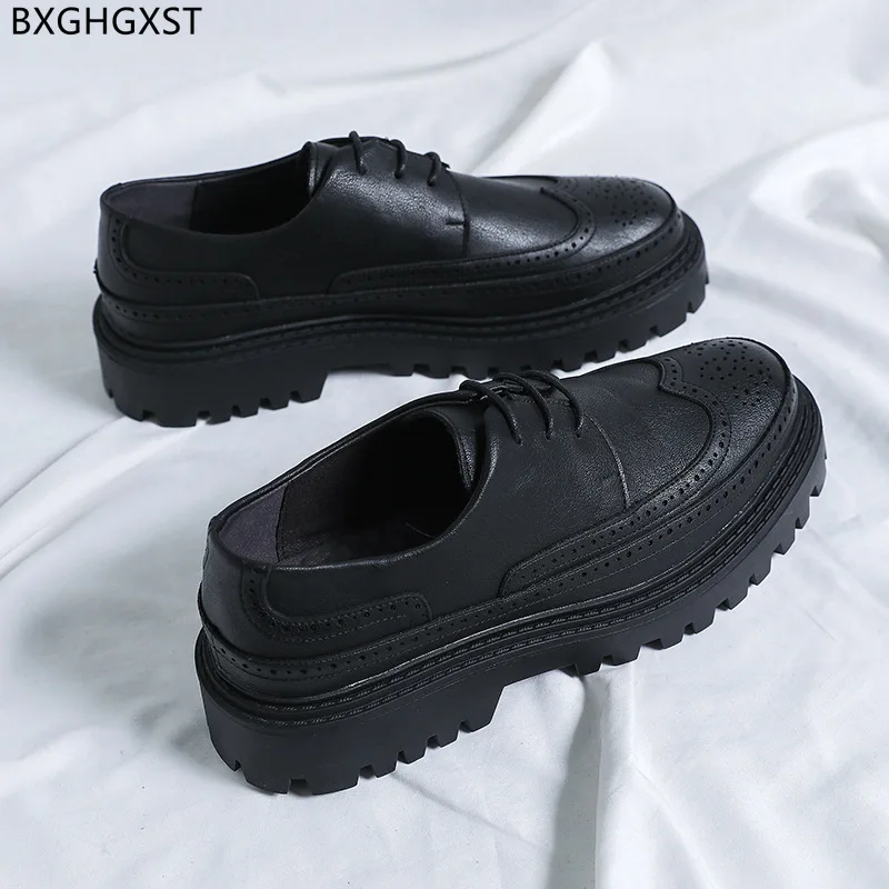 Italian Leather Shoes Men Classic Italian Casual Business Shoes Men Black Brogues Men Formal Shoes 2024 Chaussure Homme Zapatos image 3