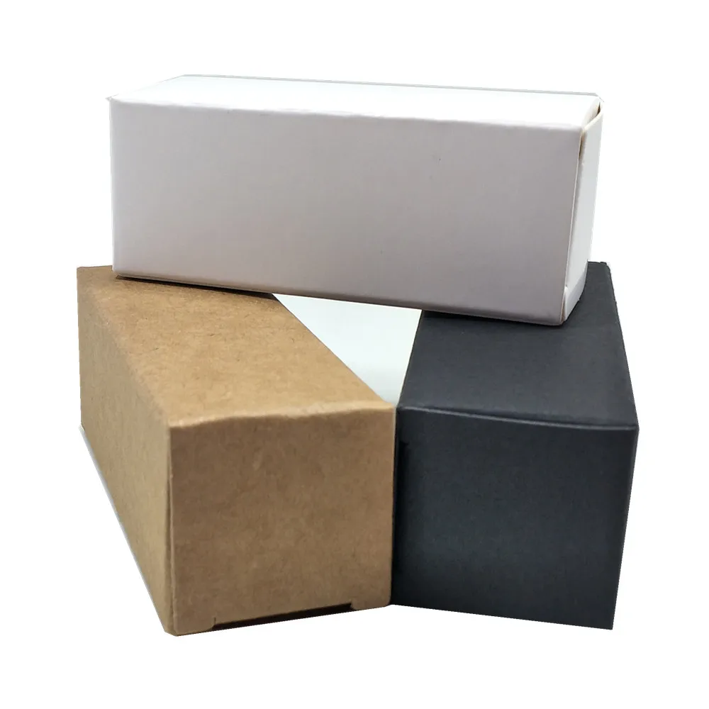 50PCS Black Folded Kraft Paper Package Boxes Essential Oil Perfume Sample Bottle Storage Case for DIY Gift Jewelry Craft 7 Sizes