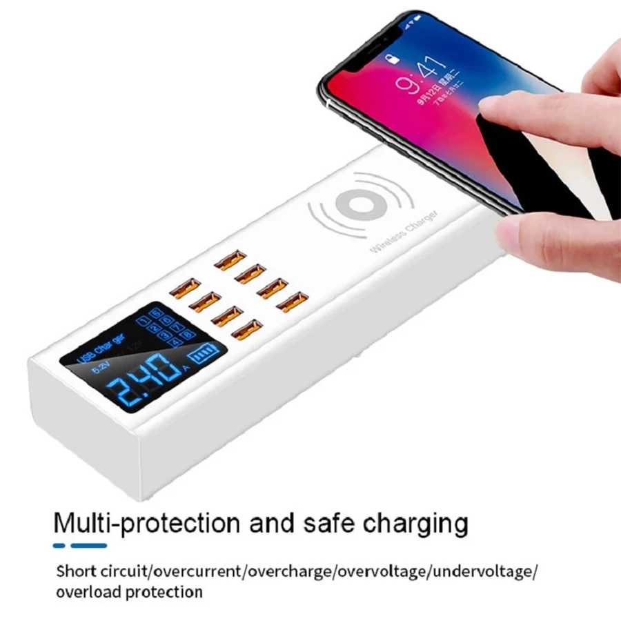 SUNSHINE USB 8พอร์ต SS-309WD Multi Quick Charge เครื่องชาร์จโทรศัพท์มือถืออะแดปเตอร์ Fast Charging Station สำหรับแท็บเล็ต Iphone