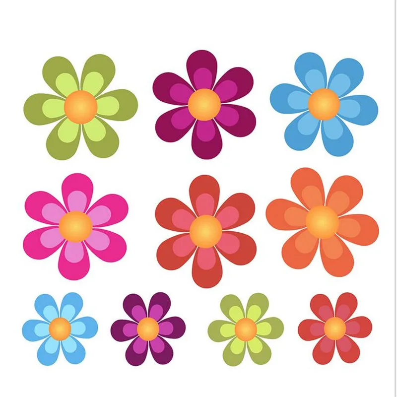 

New Multicolor Flower Wall Stickers For Girl Kid's Bedroom Decoration Home Decal Art Mural Decor 35*40CM