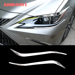Car Styling for Lexus ES350 ES300h 2019-2025 Stainless Chrome Headlight Eyebrow Moulding Trim Strips 2pcs