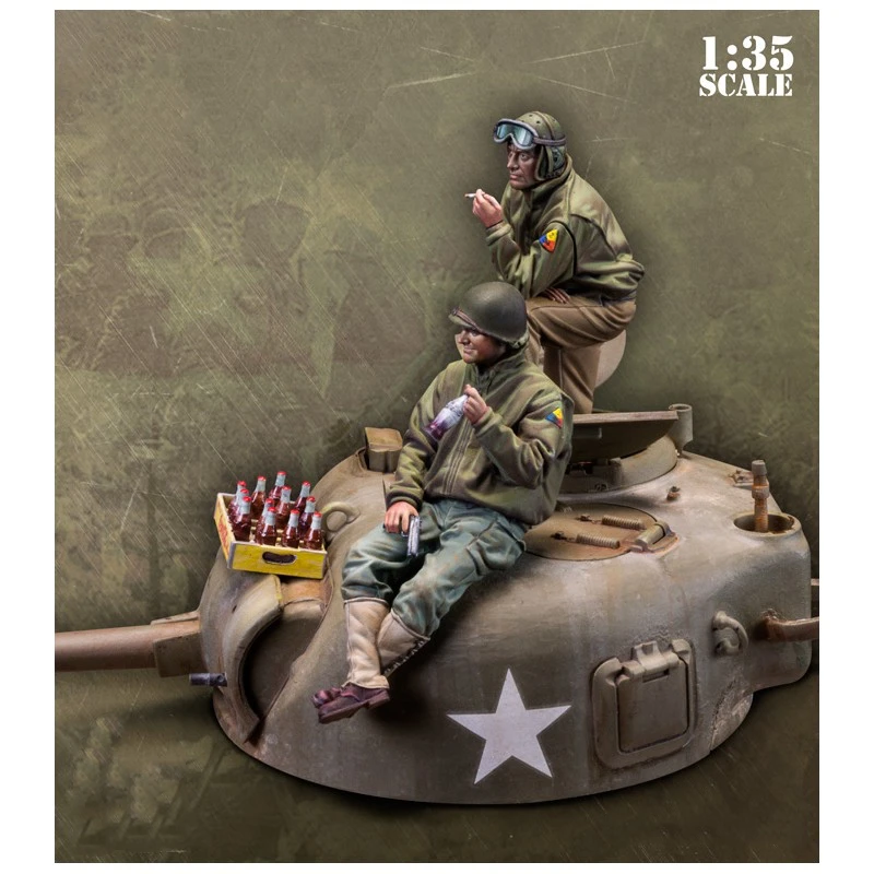 1/35 Resin Model Figure GK, Military theme ，（Turret and soda case included)，Unassembled and unpainted kit