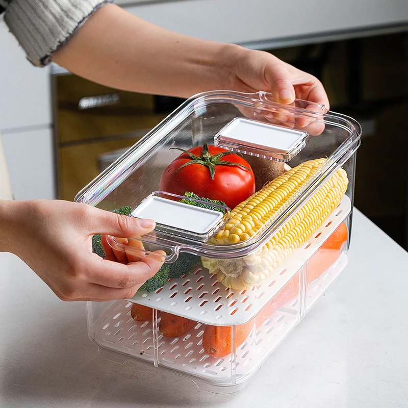 Refrigerator Fresh-Keeping Tray, Kitchen Food Storage Box, DIY Dumpling Mold, 2-in-1 Container, Can Be Stacked