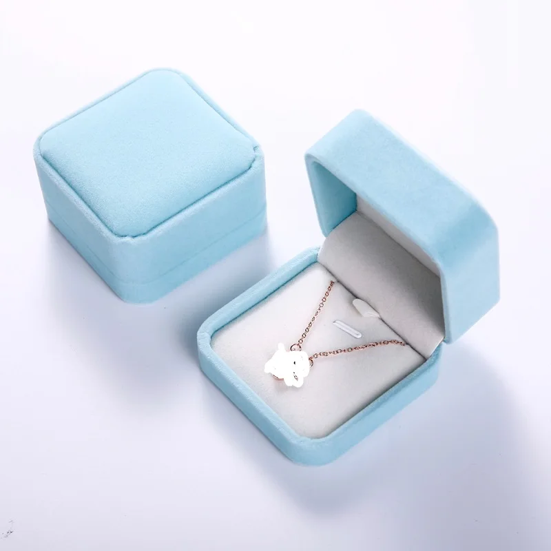 5Pcs Jewelry Packaging High Quality Velvet Box Craft Bag Pure Aquamarine Necklace Bracelet Gift Box Wedding Engagement Gift