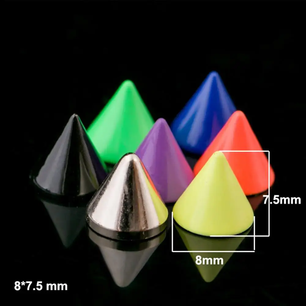 10pcs More Color Brass Bullet Cone Spike Punk Screwback Studs Bag Clothes Leather Craft Phone Case Diy Decor Accessories