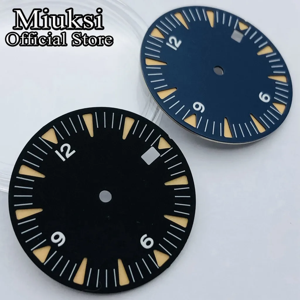 Miuksi 31mm black blue sterile dial luminous fit NH36 NH36 ETA2824 2836 Miyota8205 8215 821A Mingzhu DG2813 3804 PT5000 movement