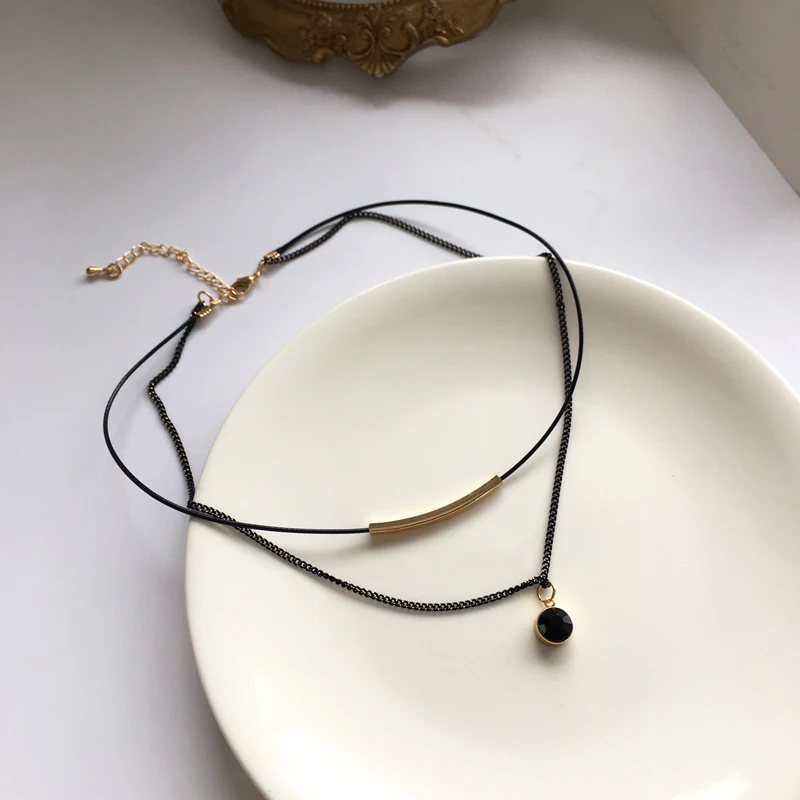 Fashion Jewelry Necklace Gift 2020 New Design Metal Tube Black Necklace For Women Jewelry Gifts