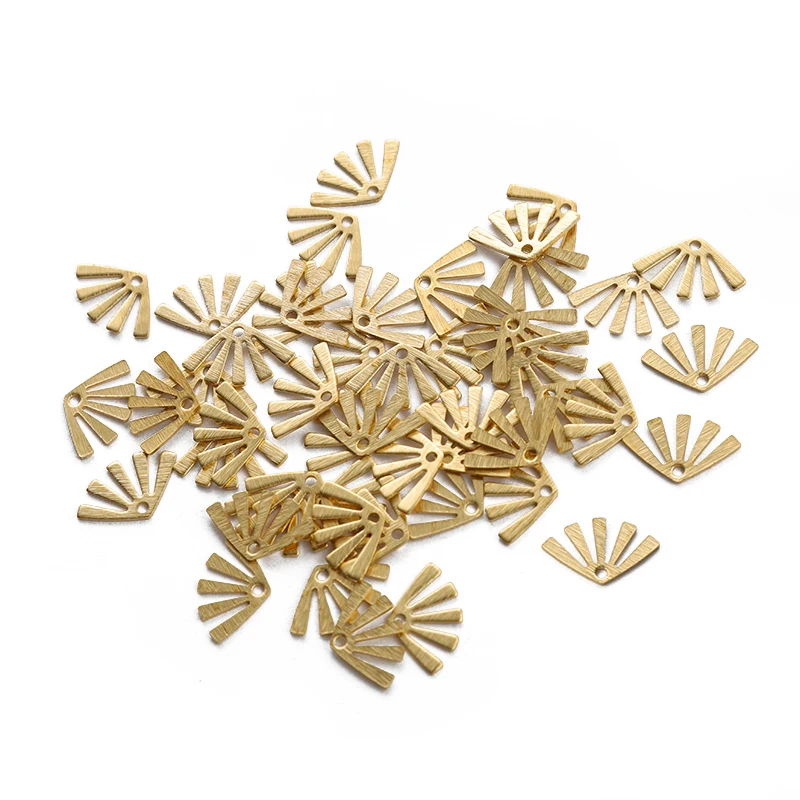 50pcs 15x9mm Textured Brass Leaf Charms Pendant Mini Fan-Shaped Leaves Charms For Jewelry Making DIY Earrings Necklace Supplies