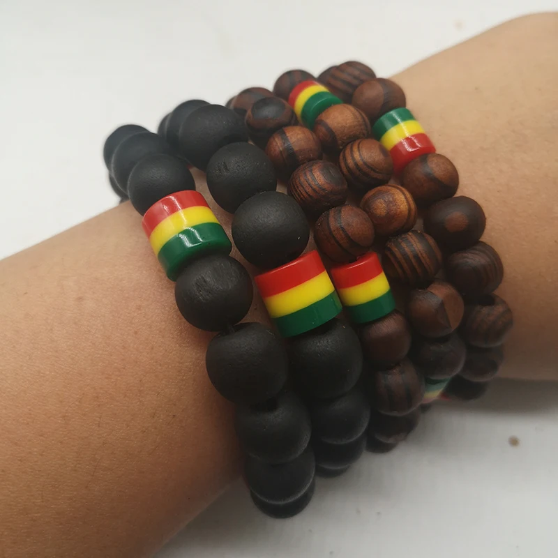 5pcs/lot Rasta wooden beaded bracelets can mixed colors