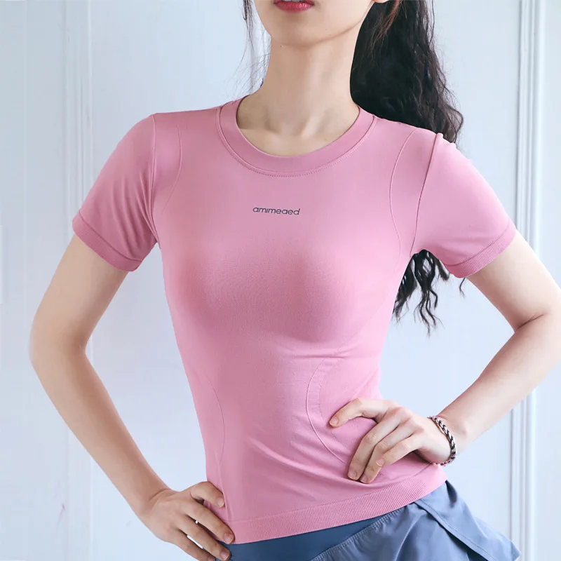 Woman Crop Tops Short Sleeve Exercise Mesh Gym Tank Breathable and Comfortable Yoga Fitness T-shirt Running Clothing Sportswear