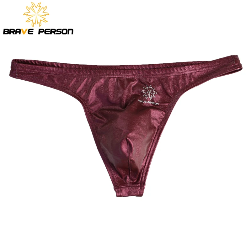 3pcs/lot New BRAVE PERSON Men Briefs Sexy Mens Low Waist Briefs Imitation Leather Male Underpants Briefs Men Thongs Underwear