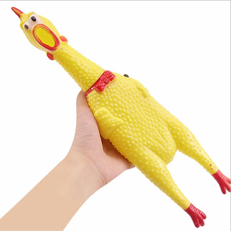 1pc Funny Yellow Screaming Chicken Squeaky Pets Dog Toys Squeeze Squeaky Sound Toy Safety Rubber For Dogs Molar Chew Toys