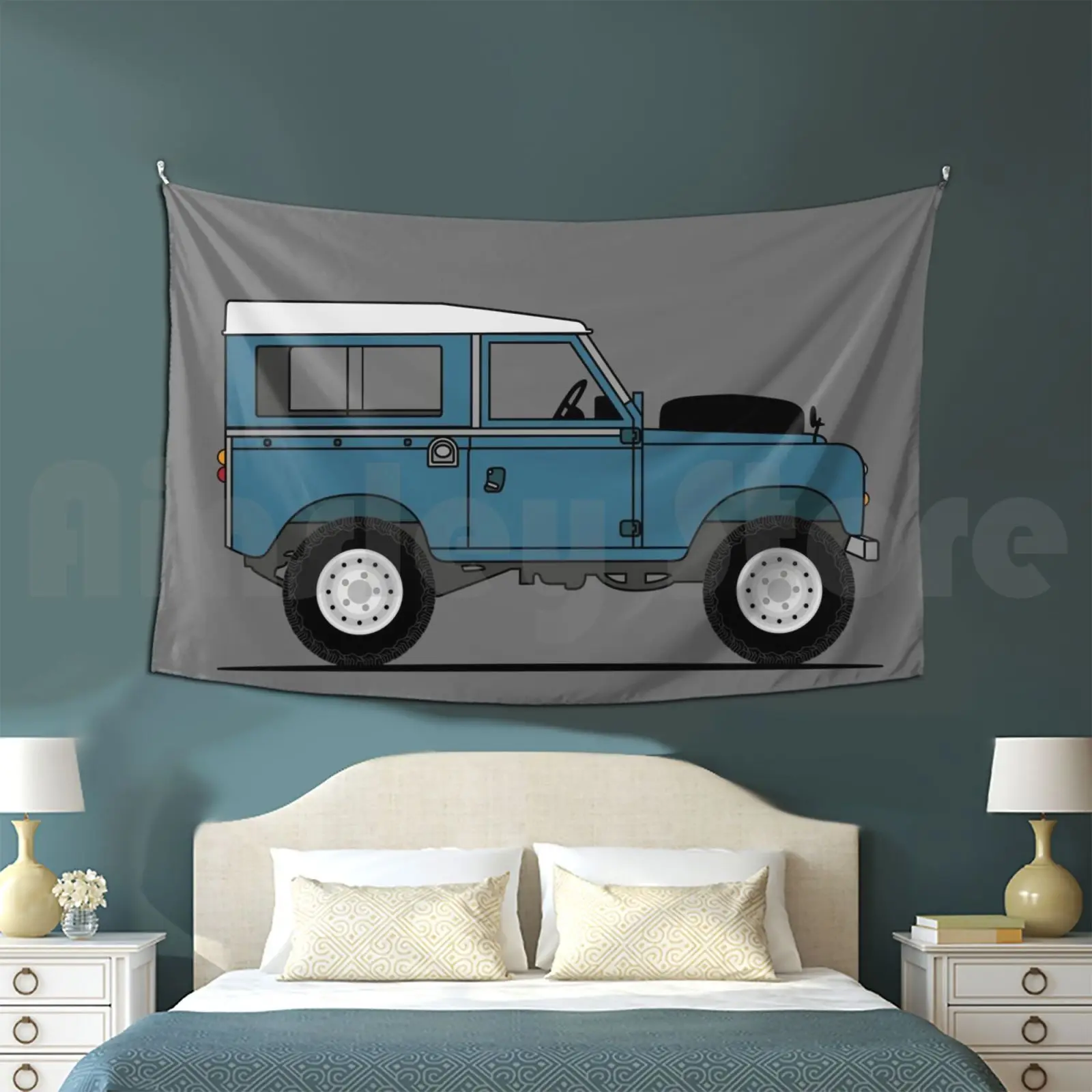 Classic Blue Serie Car Tapestry Background Wall Hanging Offroad Car Vehicle 4x4 Suv Terrain Military Army Navy