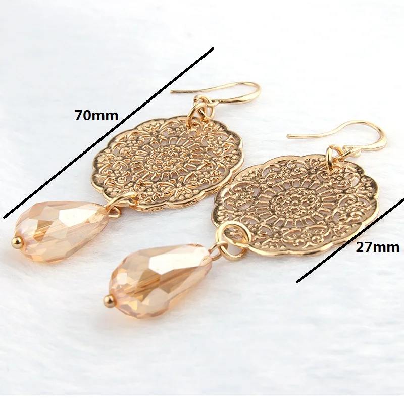 NeeFu WoFu Natural stone drop earrings Hollow out Earring Charm Clover Earring for woman Large Long Brinco Ear Oorbellen Gift