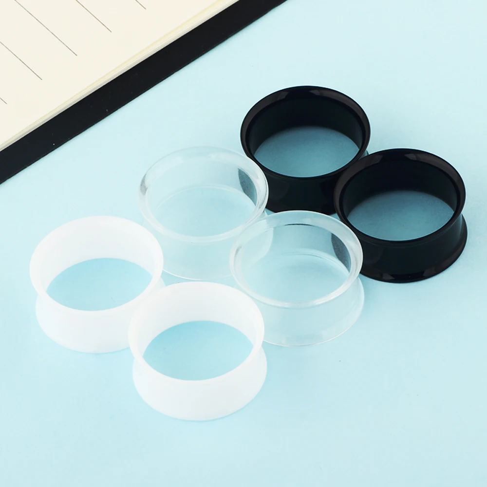 2pcs White Black Transparent Acrylic Ear Tunnel Plug Ear Gauges Piercing Double Curved Saddle Expander Stretcher Body Jewelry