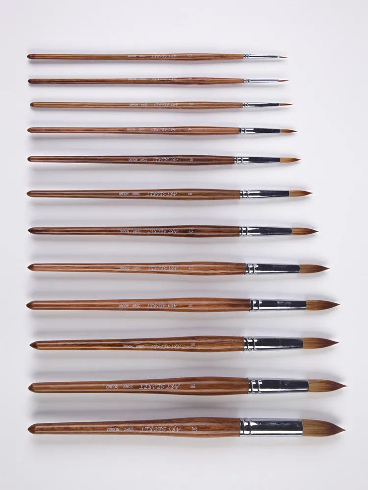ArtSecret 2089R Painting Brushes Squirrel Synthetic Mixed Hair Oak Short Wooden Handle Art To For Watercolor& Acrylic Drawing image 3