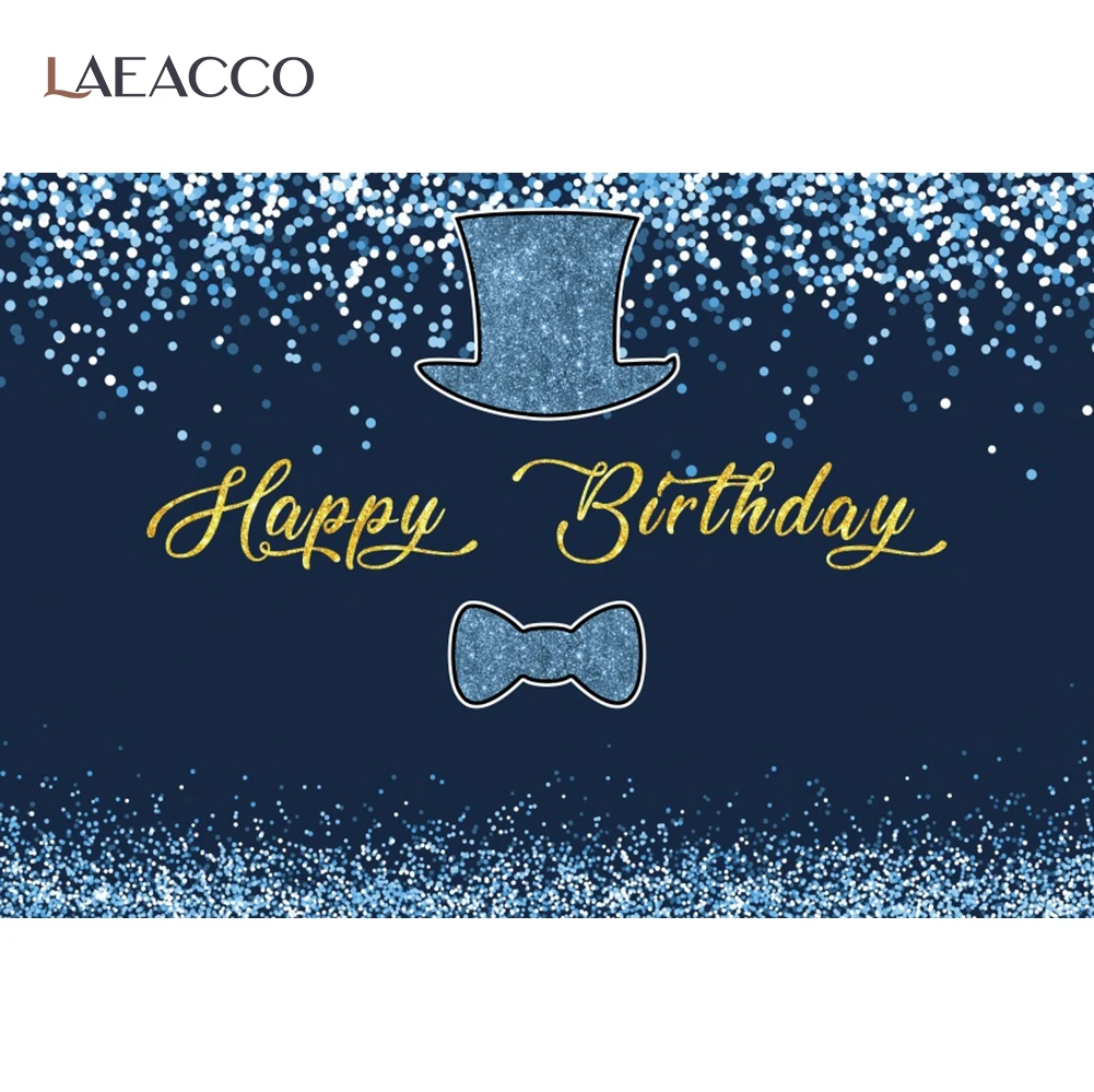 Laeacco Xanh Dương Glinks Chấm Bi Bữa Tiệc Sinh Nhật Vui Vẻ Tùy Chỉnh Biểu Ngữ Áp Phích Cho Bé Con Photozone Ảnh Nền Ảnh Phông Nền