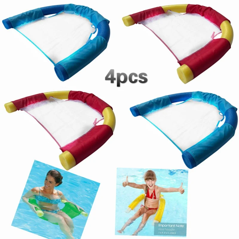 Summer Swimming Net Chair Foldable Floating Row PVC Pool Mattresses Lightweight Beach Water Sport Lounger Chair
