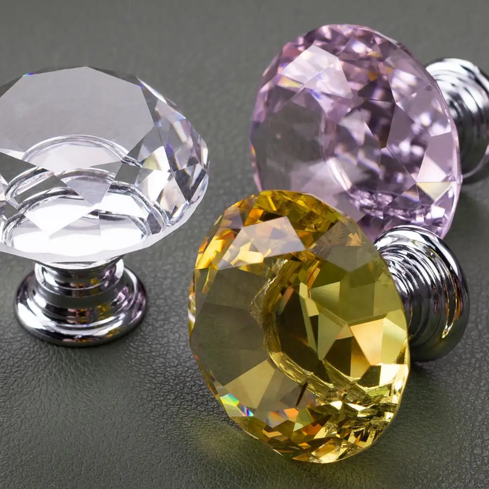 Crystal Knobs for Kitchen Cabinet Dresser Desk Etc Furniture Door Handles Drawer Pulls 1.2 Inch