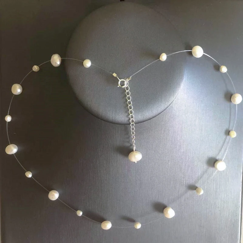 Fashion Baroque Freshwater Pearl Choker Necklace S925 Sterling Silver Necklace Jewelry For Women Gifts