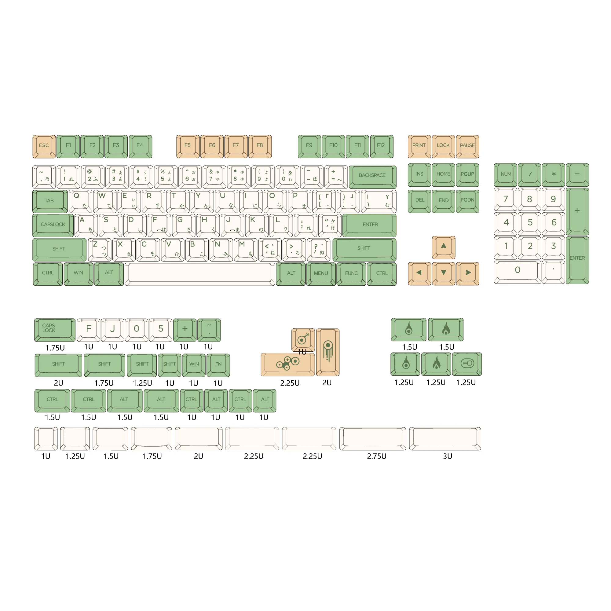 ZDA-PBT Teclado Mecânico, Japonês e Inglês Keycap, Retro, 133 Key Dye Sub, 61, 64, 84, 96 TKL, KDB75, 75% GMMK, Laptop