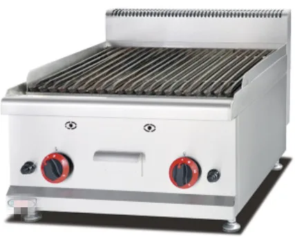 

Stainless Steel Counter Top Gas Lava Rock Grill 2 burners with Piezoelectric ignition GAS bbq machine