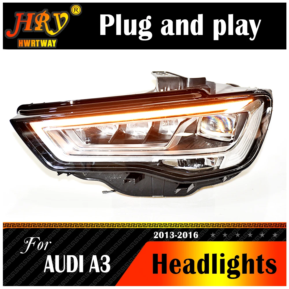 Car Styling Headlight For AUDI A3 High Configuration A3 TSI LED DRL Lens Double Beam H7 HID Xenon 2013 2014 2015 2016