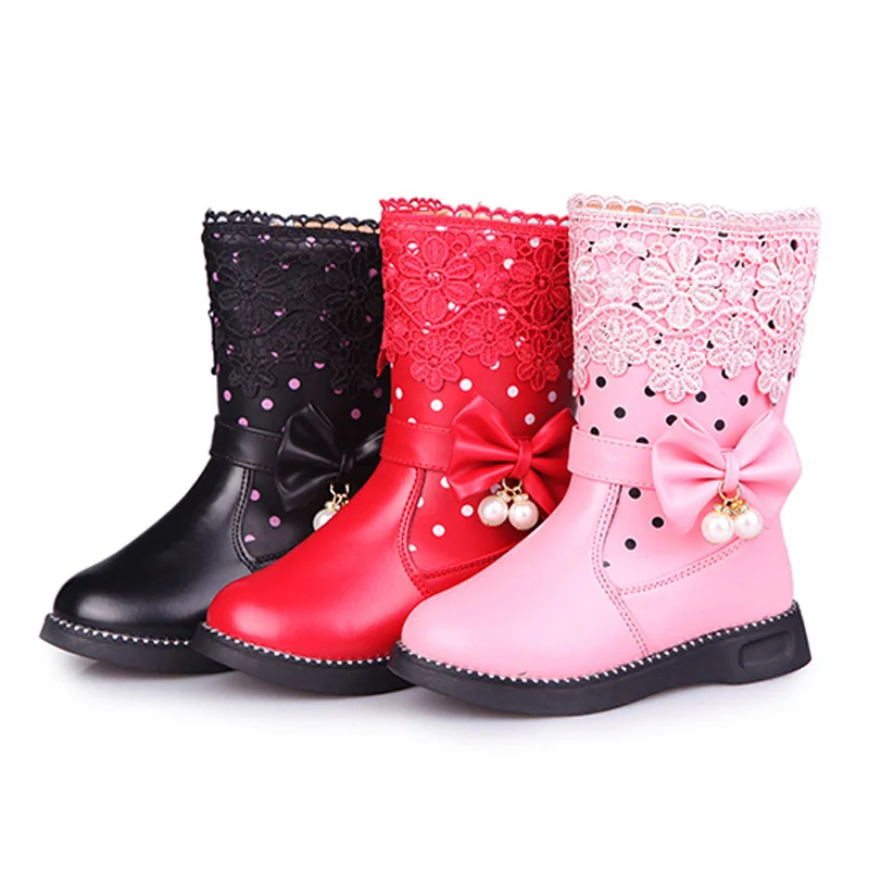 

Girls High Help Pendant Lace Boots Toddler Infant Kids Baby Girls Butterfly Knot Princess Shoes Boots Children's High Quality