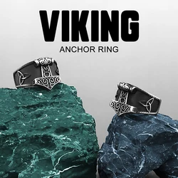 316L Stainless Steel New Retro Viking Ring Mjolnir Thor's Hammer Celtic Ring Men's Nordic Amulet Jewelry Wholesale