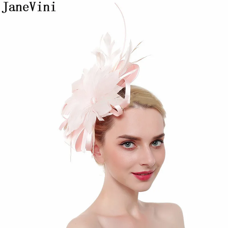 Janevini chapéu fascinator de casamento feminino, chapéu de penas pretas enfeites com preta chapéu para igreja cocktail festa de chá chapéu para moças de noiva faixa de cabelo