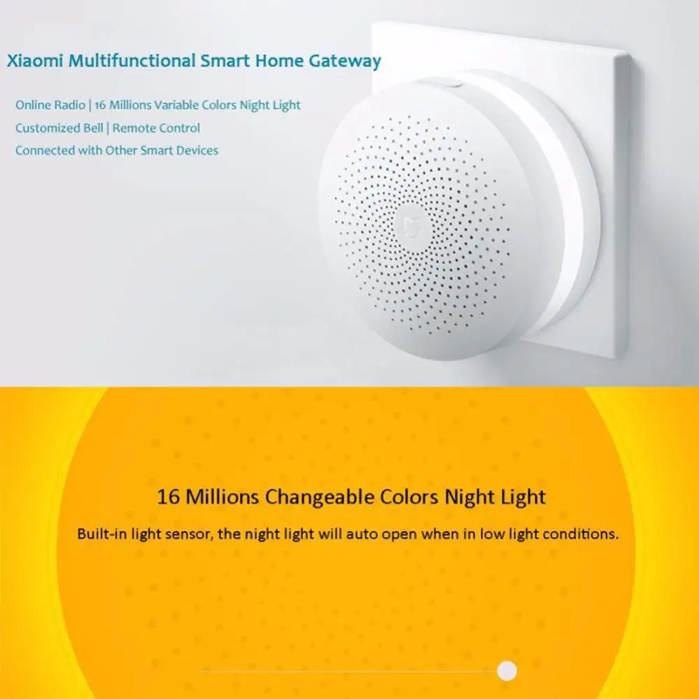 Original Xiaomi Gateway 2 Mijia Smart Home Kits Gateway Hub Alarm System Control Radio Yi Camers Mi Door Sensor Bell Temperature