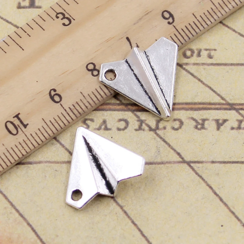 10pcs Charms Paper Airplane Plane 18x17mm Tibetan Bronze Silver Color Pendants Antique Jewelry Making DIY Handmade Craft Pendant