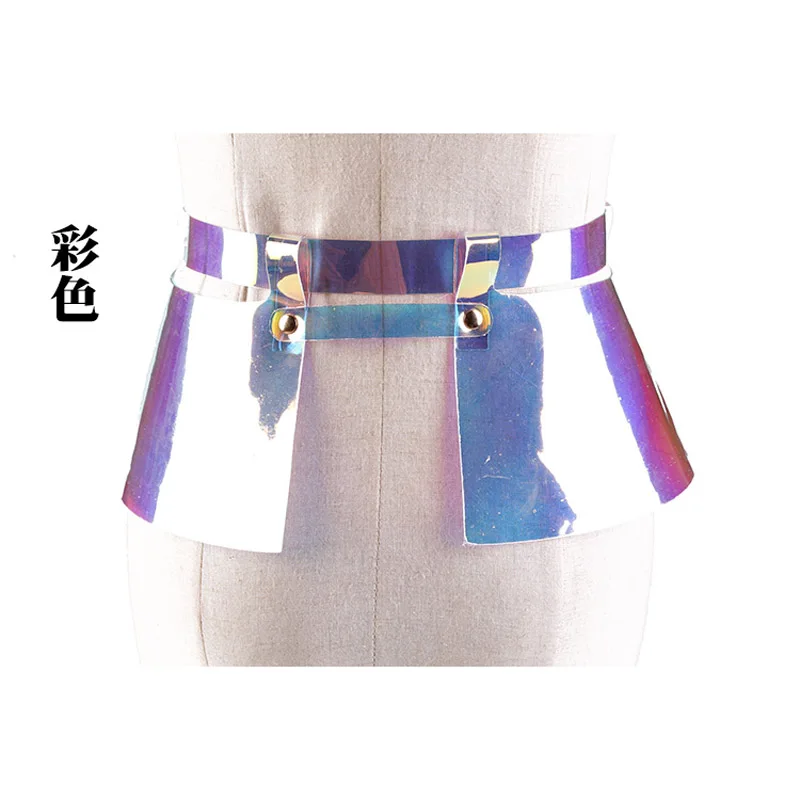 

New Luxury Women laser PVC Transparent waistband skirt wide belt accessories corset fetish bondage dress Straps Girl Waist belt