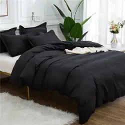 Home Textile Black Quilt Set Double Queen King Size Bedding Set Solid Color High Quality Comforter Duvet Cover