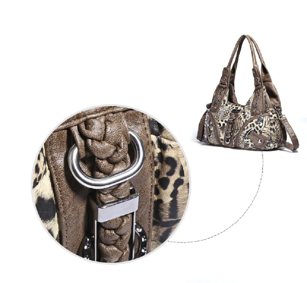 Angelkiss Damen-Handtaschen, Leoparden-Umhängetasche, Handtasche mit Top-Griff, modische Umhängetasche, Knödel-Umhängetasche, Tragetasche, große Geldbörse – Detail 10